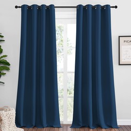NICETOWN NICETOWN Moroccan Blue Blackout Curtains 96" Long for Office, Dining Room, Guest Room, Sound Reducing Heat and Cold Block Curtain Panels for Modern Room Decorative (55" Wide, 2 Pieces)