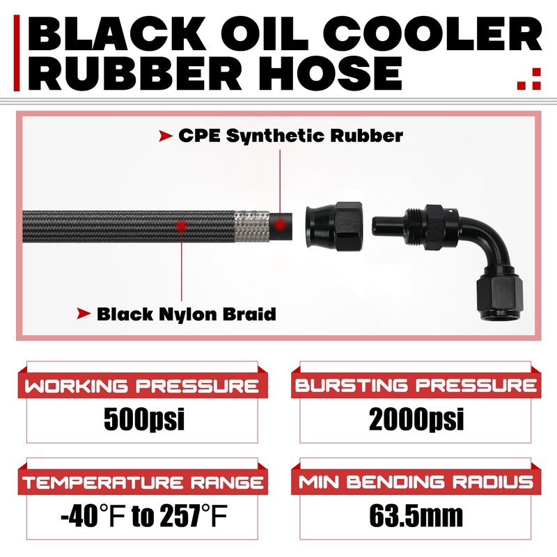PQY 25Inch 6AN Power Steering Pump Hose Kit Compatible with