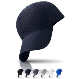 hichago Men's Baseball Cap for Running, Mesh Cap, Secure Fit, Won't Fly Off, Unisex, Ultra Lightweight, Breathable, Quick Drying, Jogging, Walking, Thin Material, UV Protection, navy