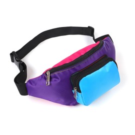 Neon Retro 80s Fanny Pack for Women Men Kids Belt Bags 80s Accessories 90s Costumes for Women Party Travel Festival Vintage Rave Accessories Plus Size Belt Bag, Purple Bottom+Pink+Blue, one size,