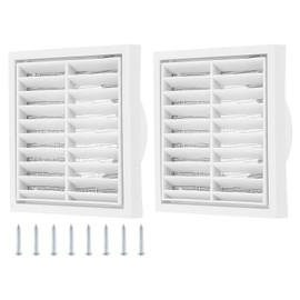 PATIKIL 4" Wall Vent, 2pcs ABS Gable Vent Grille Louvered Square Louver Air Vent Cover with Screen Mesh for Exterior Wall AC HVAC Intake Exhaust Ventilation