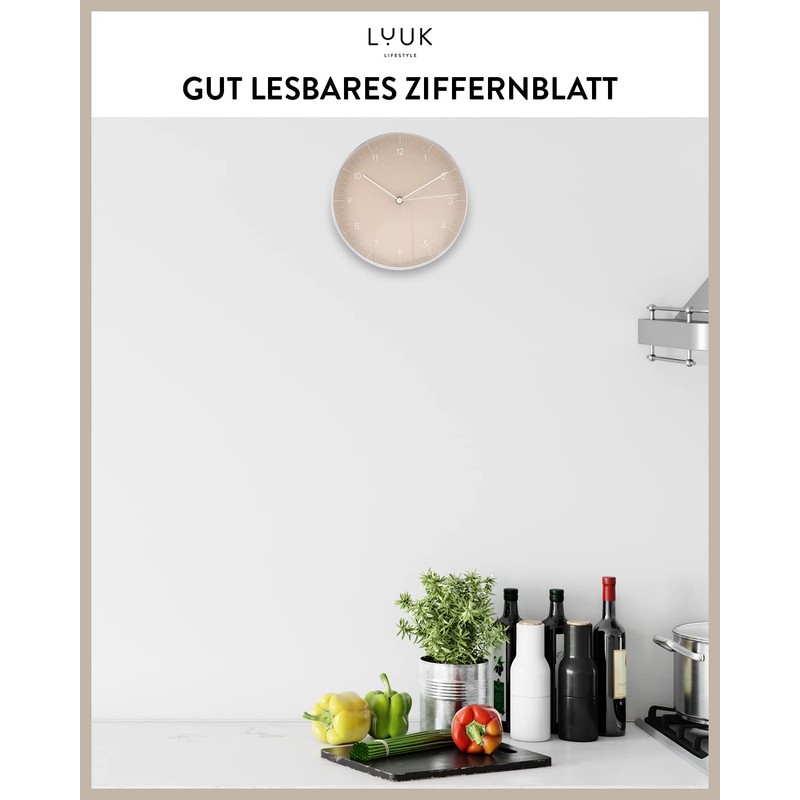 LUUK LIFESTYLE Modern Quartz Wall Clock in Scandinavian Design with