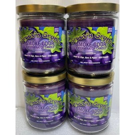 Smoke Odor Exterminator 13 oz Jar Candle, Groov'n Grape, Set of 4 Candles.