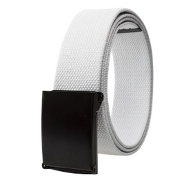 Gelante Fully Adjustable Canvas Web Belt with Black Flip Top Buckle 50'' Long, White, One Size
