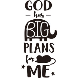 ANFRJJI Adorable God-themed PVC wall stickers with Elephant and Mouse for Kids and Baby Rooms - Removable and Inspirational Decals for Nurseries - GOD has big plans for me included - Perfect for Christian Homes and Gifts effect 10'x22' (black-JZY299-God)