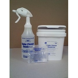 Professional Supply Cooler Cleaner-Deodorizer #20, Portion Control, 32-4ounce Pouches w/Spray Bottle PSPC20