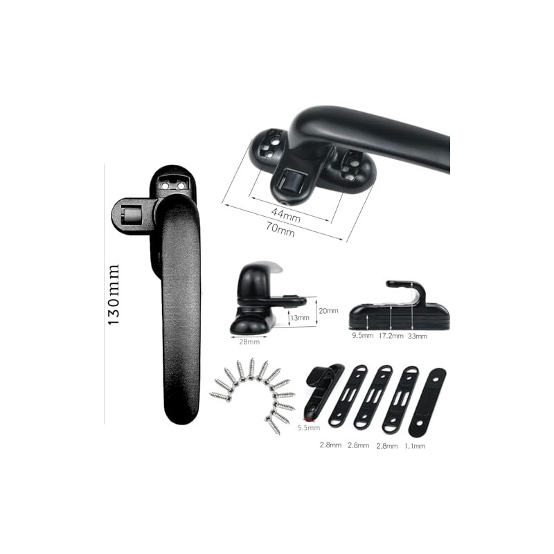 Pack of 2 Window Handle, Balcony Door Handle, Safety Window