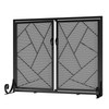 Fire Beauty Fireplace Screen with Hinged Doors Cast Iron Border