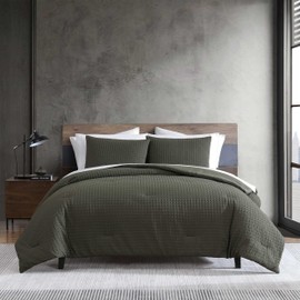 Kenneth Cole - Full/Queen Duvet Cover Set, Soft Embossed Bedding with Matching Shams, Modern Home Decor, Oeko-Tex Certified (Houndstooth Green, Full/Queen)