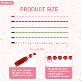 200Pcs Ball Chains, 2.4mm×120mm Dog Tag Chain, 10 Colors Metal Bead Chain Connector Clasps Keychain Hanging Chains for Jewelry Making DIY Crafts Dog Tag Key Chain Tags