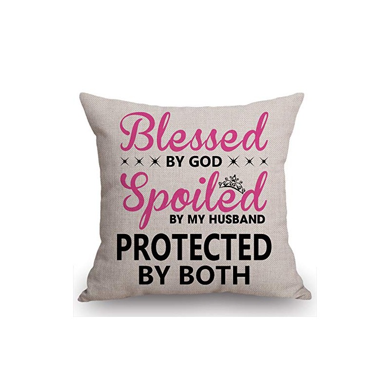 Swono Blessed by God Spoiled by My Husband Cotton Burlap