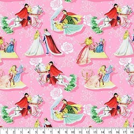 Sleeping Beauty and The Prince Cotton Fabric Digital Print by The Yard