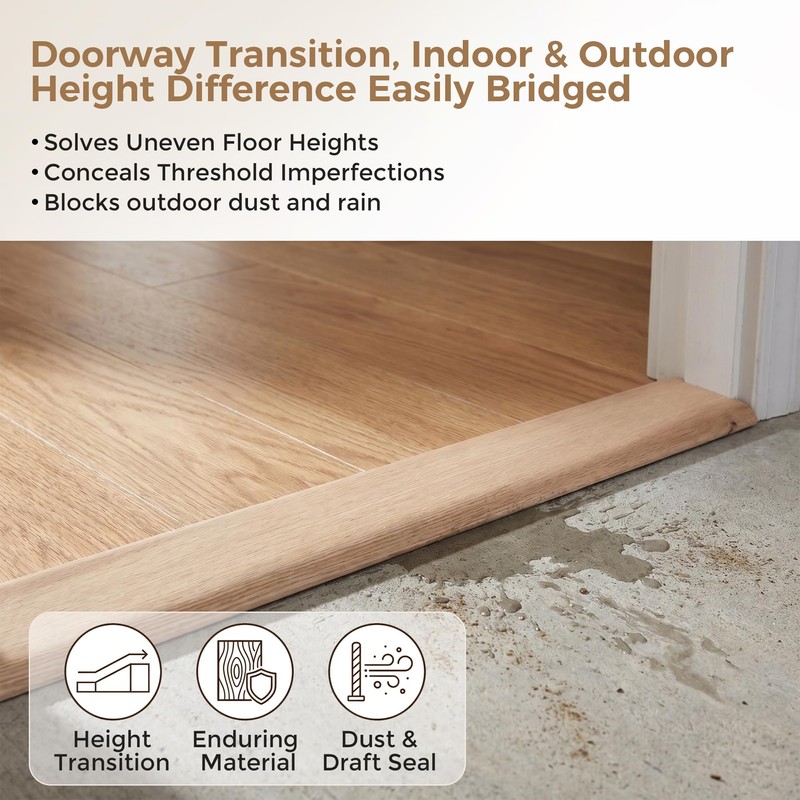SFNSM Natural Wood Door Threshold for Doorways, Non-Slip Solid Red