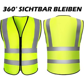 Oyayubi Oyayubi Warnwesten Auto Pannenweste, 2022 Gelb Warnweste mit Rei?verschluss und 360 Grad Reflektierende Streifen, Neongelb Sicherheitsweste, Waschbar Reflektierend Weste, Herren Frauen, Pkw, LKW