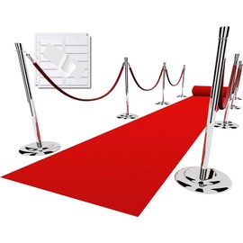 EZLucky Red Carpet Runner for Party, 2.6X30 ft, 130 GSM Felt Non-Woven Fabric, Hollywood Red Carpet for Event, Aisle Runner for Wedding Ceremony, Movie Theme Party Deco, Red Runway Rug for Prom