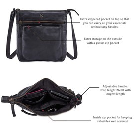 Cochoa Women Real Leather Small Triple Zip Crossbody Bags Purse Travel Bag