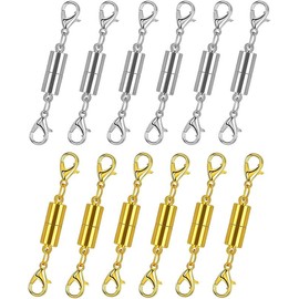 12 Pack Magnetic Necklace Clasps and Closures Necklace Jewelry Extender with Strong Magnet Magnetic Gold and Silver Plating Gift Stainless Steel Charm:_Silver-Regualr