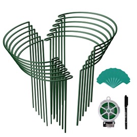 12 Pack Plant Support Stakes,4mm Thick Metal Peony Support,Plant Cage with Twist Ties and Plant Labels,15.7 Inch Plant Supports for Outdoor and Indoor Plants Peony,Tomato,Hydrangea,Rose,Vine