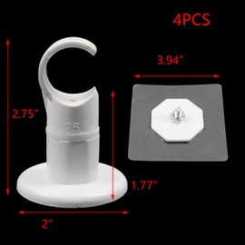 T Tulead 4PCS No Drill Curtain Rod Brackets Self Adhesive Curtain Rod Holder Brackets Adjustable Curtain Rod Hangers White Fit for Rod 24-28mm