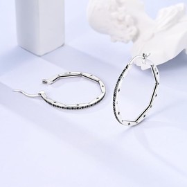 Parmuz 925 Sterling Silver Earrings Large Big Hoop Earrings Star Moon Butterfly Cubic Zirconia Thin Round Hoops for Women