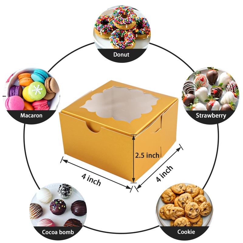 NPLUX 50pcs Cookie Boxes with Window Bakery Boxes Small Treat
