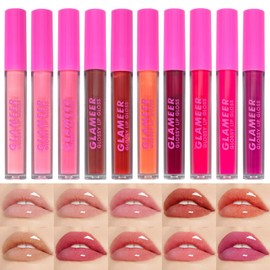 GLAMEER Liquid Matte Lipstick Set, 10 Colors, Waterproof, Long Lasting, Bright-Colored (Red, B)