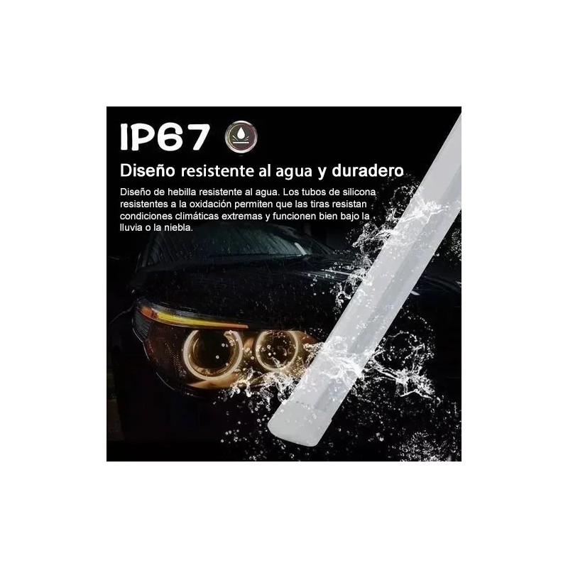 PUNKZZ Par Tira Led Drl 60cm Azul Hielo Direccional Secuencial
