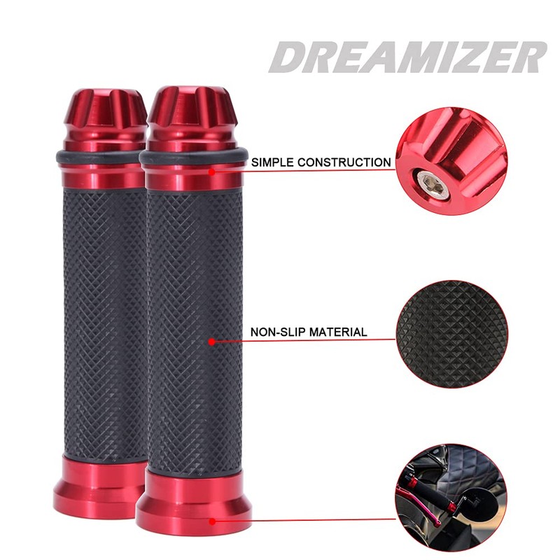 DREAMIZER Motorcycle Handlebar Grips 7/8-22mm Handle Grip Universal CNC Handlebar