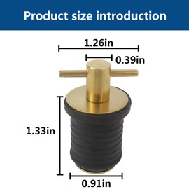 New 2 Pcs Boat Plug Snap Plugs T Style Handle Boat Drain Plug Rubber Plugs with Brass Handle Marine Twist Plug Boat Accessories