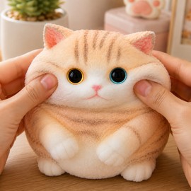 1lb(456g) Stress Relief Squeeze Toy Kawaii Cat Squishy Toy for Squeezing & Fidgeting – Soft Silicone Cat Desk Buddy for Teens, Adults & Cute Gift Decor 