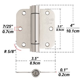 HASWARE Self Closing Commercial Door Hinge: 3.5 Inch Spring Hinges - Adjustable Door 1/2 Inch Radius Corners - for Garage Wooden Door or Bathroom, UL Listed (Satin Nickel, 3Pack)