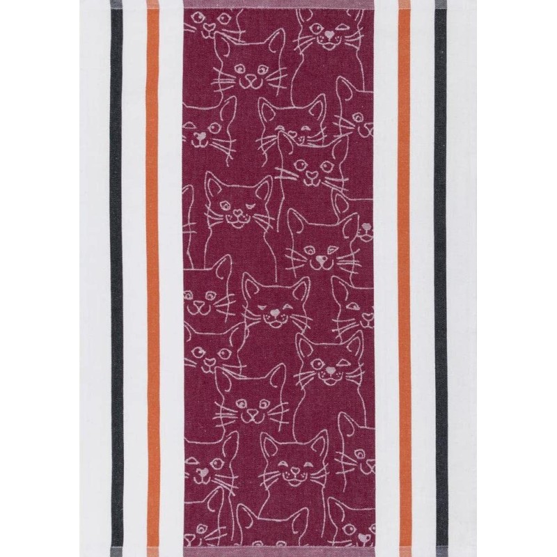 Kitchen Towel Set Half Linen Jacquard Towel (3 Pieces) "Cats"