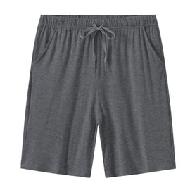 Mens Pajama Pants Short Modal Pajama Bottom Lounge Sleepwear Knit (Dark grey, S)