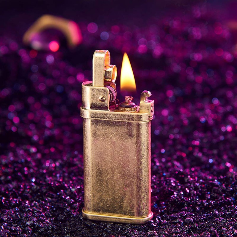 Laicengo Vintage Trench Lighter Kerosene Copper Lighter, Windproof Brass lighters