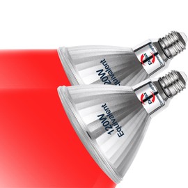 Explux Full Glass LED PAR38 Outdoor Flood Red Light Bulbs, 120W Equivalent, Weatherproof & Anti-Ageing, Dimmable, Red Color Spotlight, 2-Pack