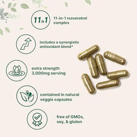 Micro Ingredients Resveratrol NAD Complex 3,000mg for Women & Men, 240 Veggie Capsules | NMN Supplement Alternative | 11-in-1 Blend with NAD+, Quercet