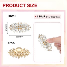 PATIKIL Rhinestone Shoe Clips, 1 Pair Detachable Classic Fashion Sparkling Bow Heels Accessories Decoration for Wedding Bridal Prom Party Daily Wearing Gold
