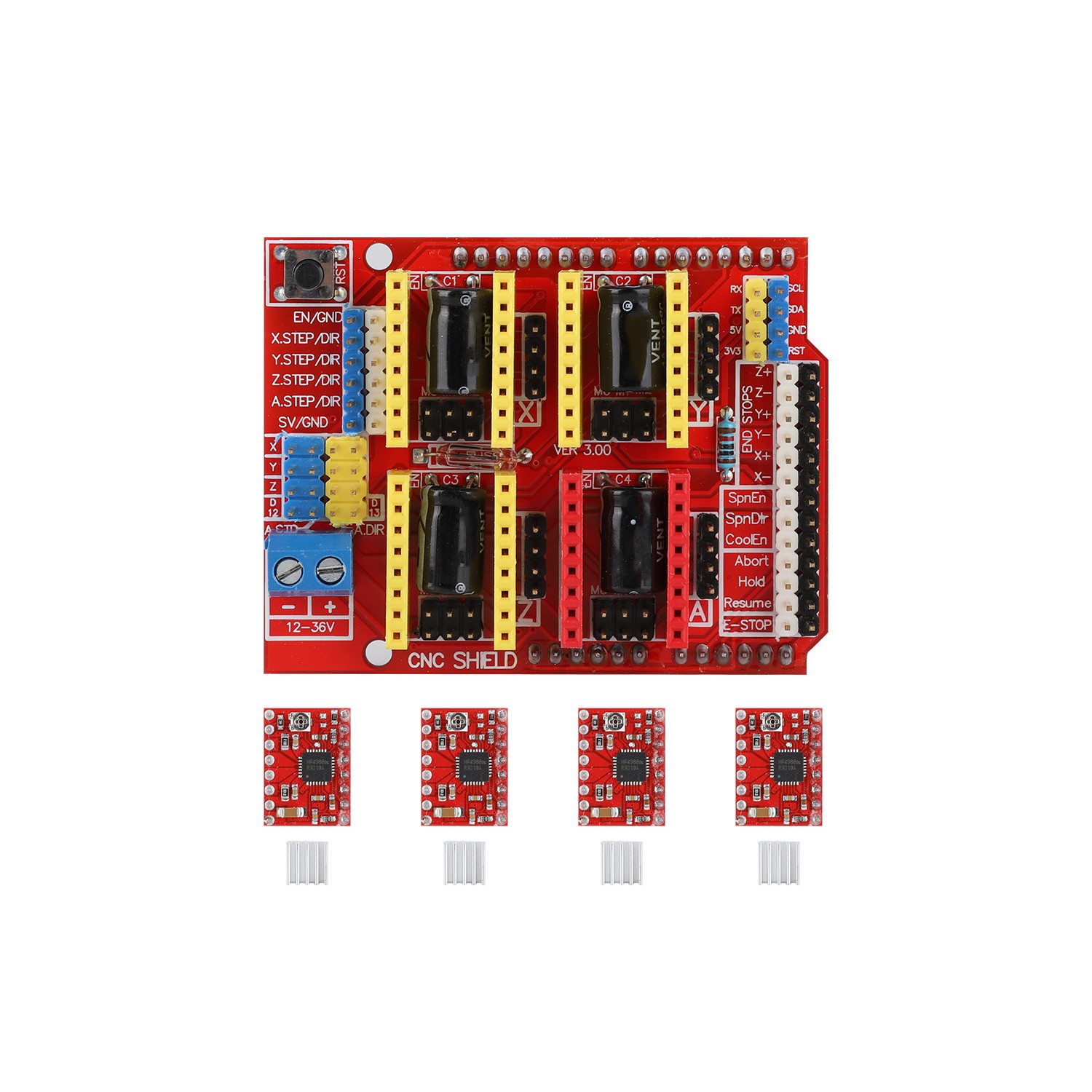 Witbot CNC Shield Expansion Board+drv8825 Stepper Motor Driver+Heat ...