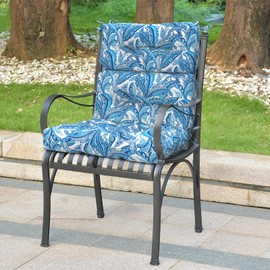 LVTXIII 2 Pack Outdoor/Indoor High Back Chair Cushions, Deep Seat Patio Seat and Back Cushion Set, Stuffed High Rebound Foam Rocking Chair Cushions, 44"x22"x4", Monotone Leaves Blue