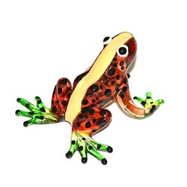 Frosch Orange Braun Gelb Grün - Figur aus Glas Oranger Frosch mit Gelbem Rückenstreifen und Grünen Füßen - Glasfigur Glastier T-01 Deko Setzkasten Vitrine