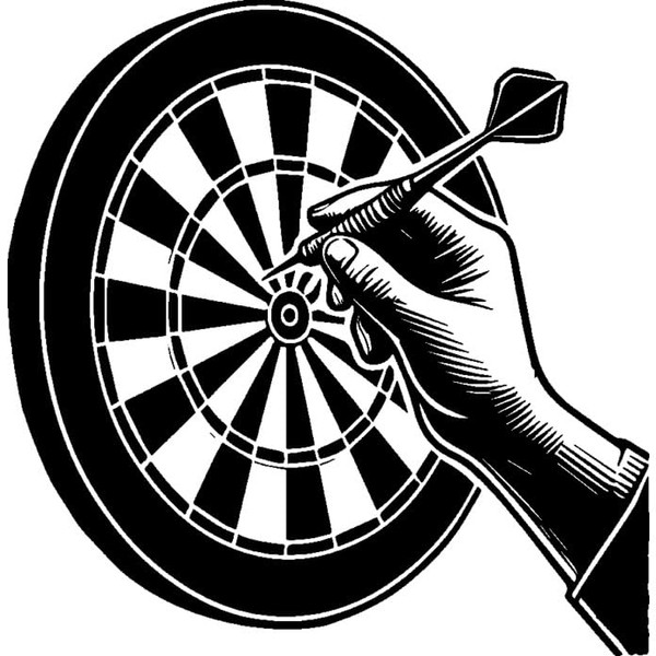 'Dartboard & Dart' Rubber Stamp - Unmounted Design for Crafting