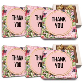 CoolGiftBox Pink gift box with Floral design | Dark chocolate truffles | Client appreciation gifts Thank You Box | Small Business Candy Gifts for Clients | Pack of 6