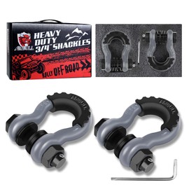 AMBULL Shackles 3/4" D Ring Shackle (2 Pack) 45,0000lb Break Strength with 7/8" Pin, Anti Theft Security Screws, Isolator & Washer Kits for Use with Tow Strap Winch Truck Vehicle Recovery, Grey