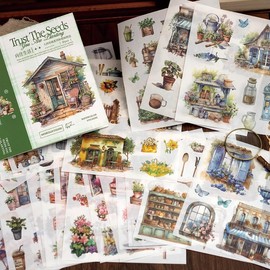 Alideco 50pcs Scrapbook Stickers Vintage People Landscape Coffee Sticker Book for Adults Sticker journaling Stickers for Scrapbooking (xiangwangshenghuo)