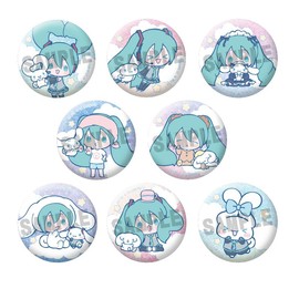 Hatsune Miku x Cinnamoroll Trading Glitter Tin Badge 8 Pack Box