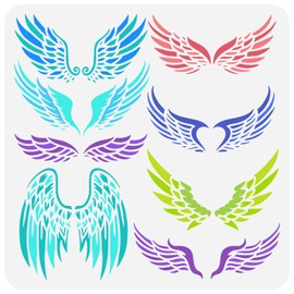 FINGERINSPIRE Angel Wings Stencils 11.8x11.8in - 8 Style Feather Wings Painting Templates Reusable for Decorating Wood, Wall and Furniture