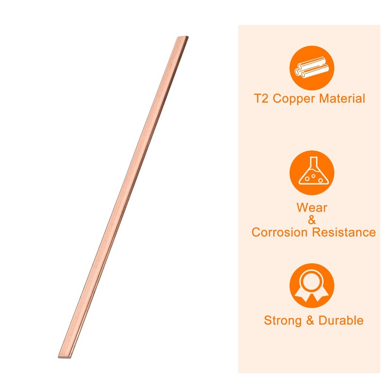 sourcing map Copper Flat Bar, 1/16" Thickness x 3/8" Width
