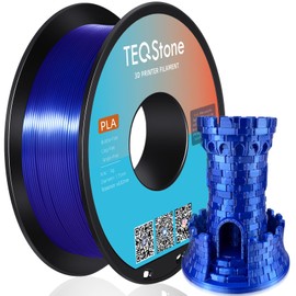 TEQStone Silk PLA Filament 1.75mm Royal Blue 1KG, Shiny High Gloss Finish, Perfectly Wound, Accuracy +/-0.02mm 3D Printer Filament Vacuum Packaging