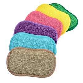 ALLIE ZENG Esponja de estropajo duradera, microfibra antiarañazos para múltiples superficies, limpieza sin esfuerzo de platos, ollas y sartenes, 6 unidades, 6 colores