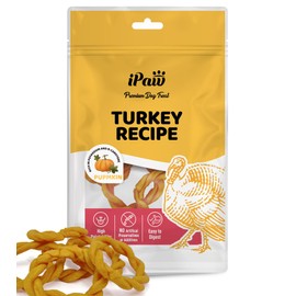 iPaw Turkey Dog Treats, All Natural Human Grade Dog Treat, Suitable for Training chew, Ingredient Sourced from USA, Hypoallergenic, Rawhide Alternative, Ring (Pumpkin)